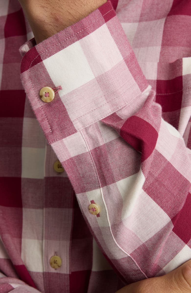 UNTUCKit Greenwald Check Cotton Flannel Button-Up Shirt, Alternate, color, Pink Wine White