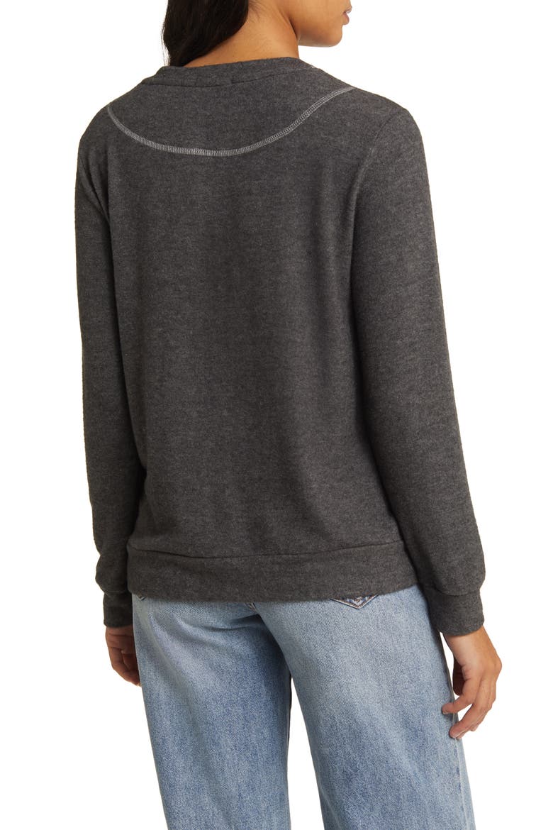 Crewneck Long Sleeve Top, Alternate, color, CHARCOAL