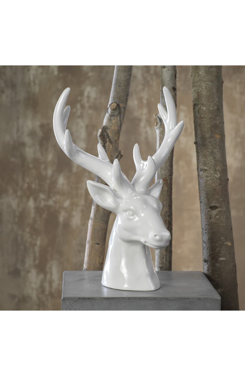 Zodax Stag Head Ceramic Figurine, Alternate, color, White