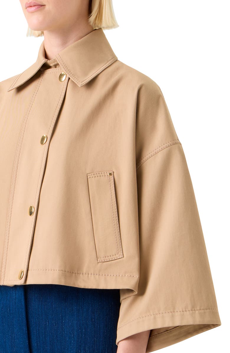 Akris punto Water Repellent Cotton Garbardine Crop Car Coat, Alternate, color, Beige
