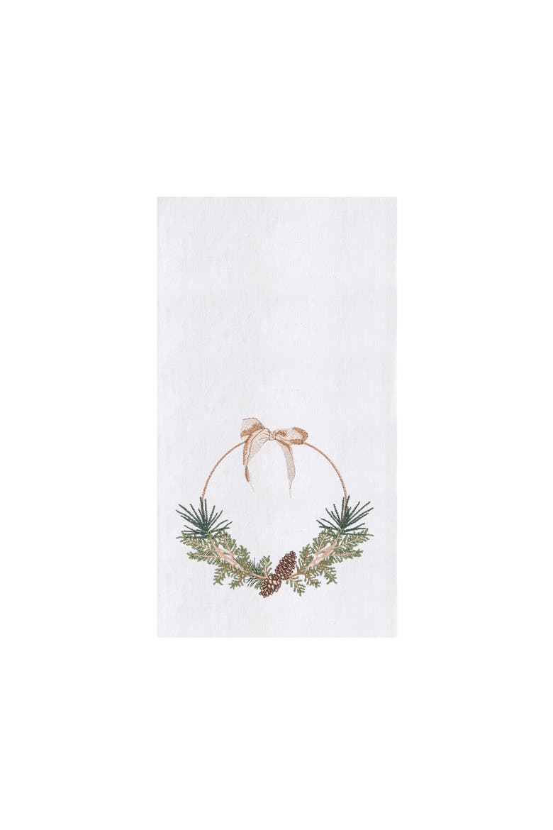 Pinecone Wreath 100% Cotton Handtowel, Main, color, Green
