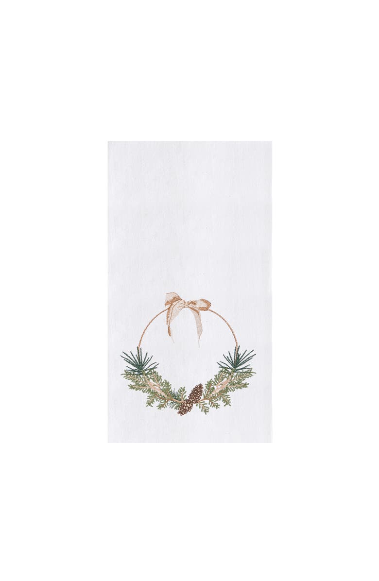 C&F Home Pinecone Wreath 100% Cotton Handtowel, Main, color, Green