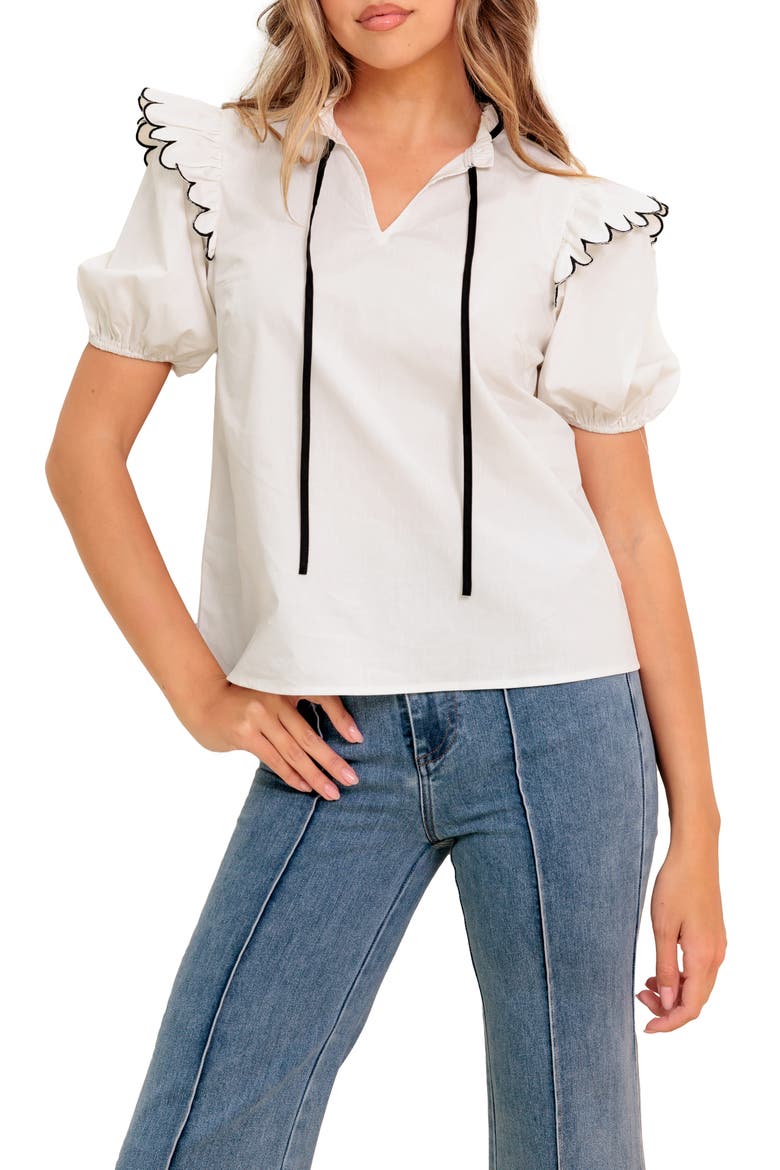 Puff Sleeve Woven Top, Main, color, IVORY