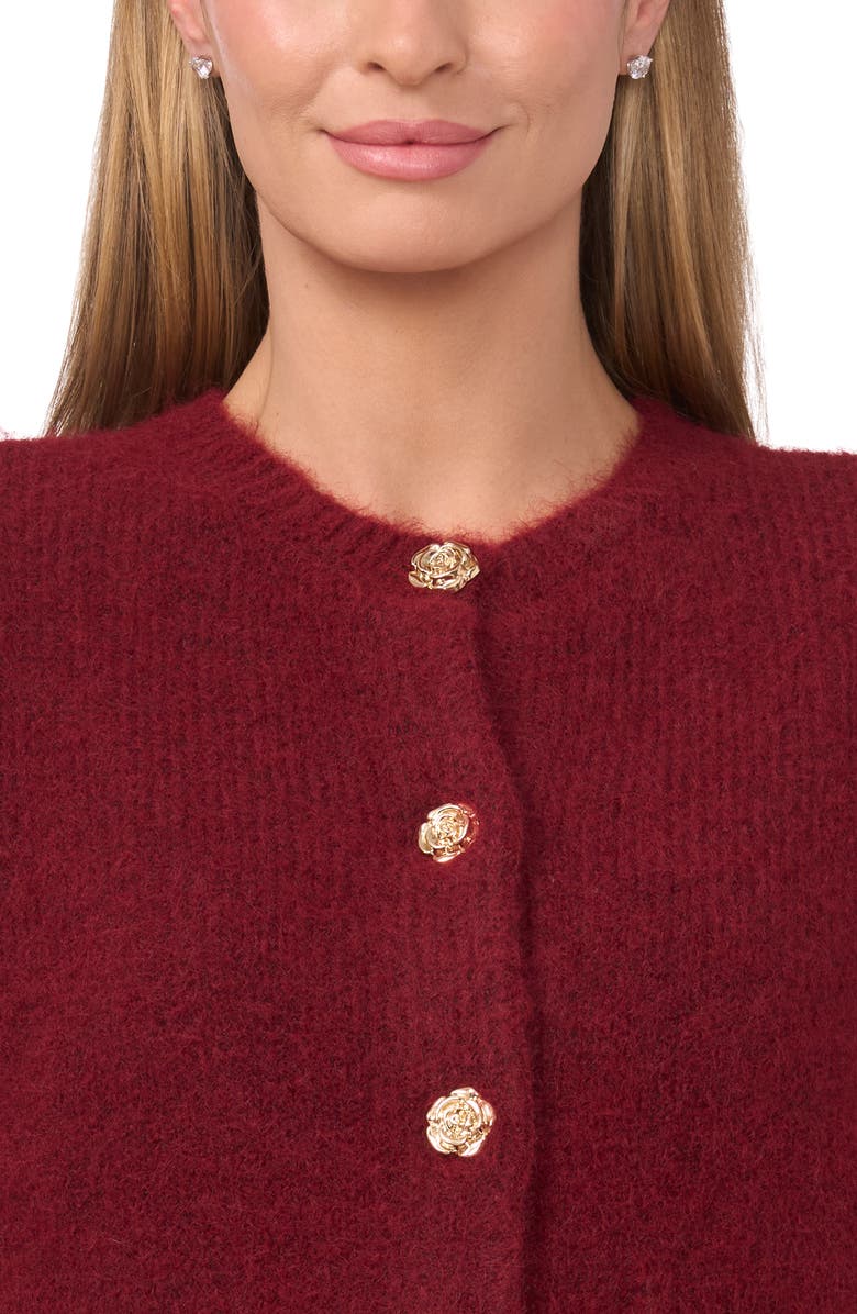 Ted Baker Fina Fuzzy Crewneck Cardigan, Alternate, color, Burgundy