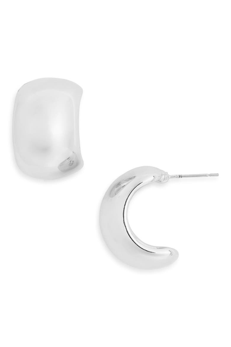 Wide Hoop Earrings, Main, color, SILVER