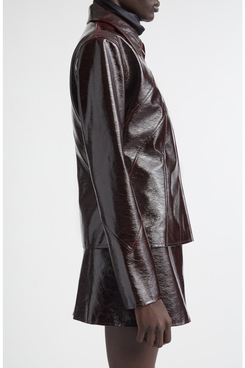 Filipa Glossed Zip Jacket, Alternate, color, DARK PLUM