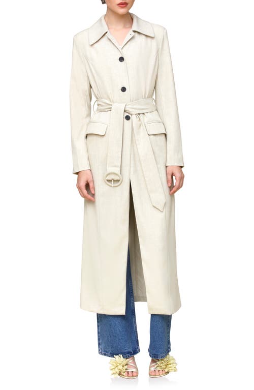 Avec Les Filles Cutaway Belted Coat In Melange Bone