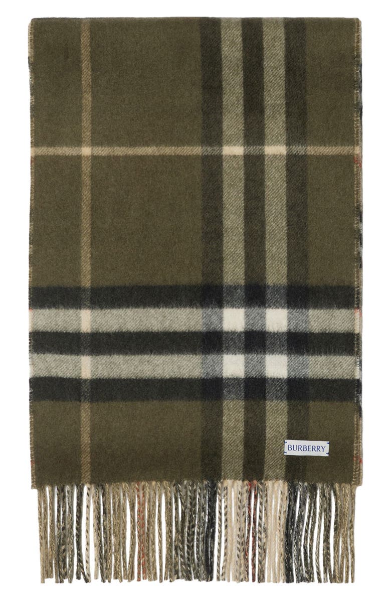 Burberry Reversible Check Cashmere Fringe Scarf, Alternate, color, 