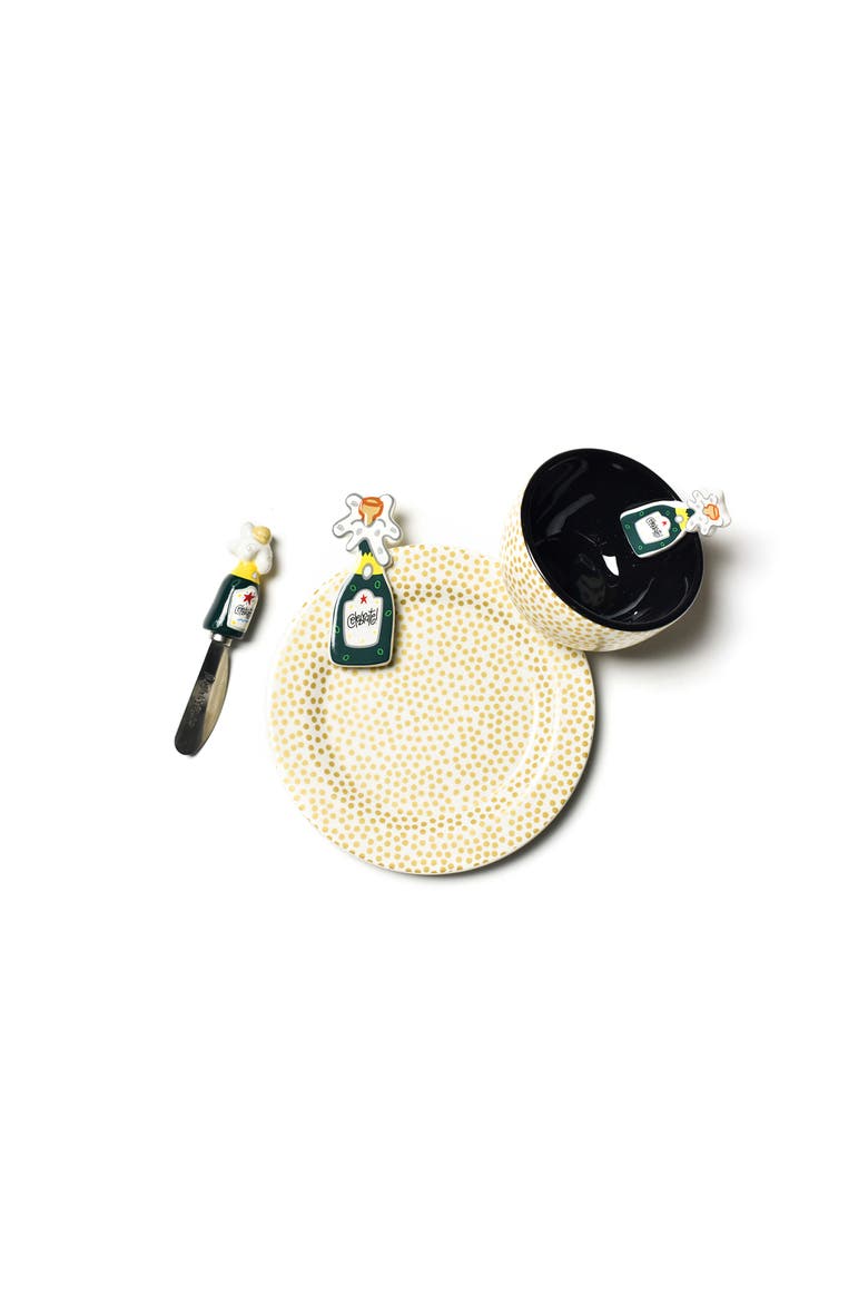 Champagne Embellishment Plate Bowl and Spreader Set, Main, color, Yellow