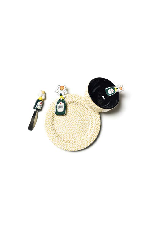 Champagne Embellishment Plate Bowl and Spreader Set