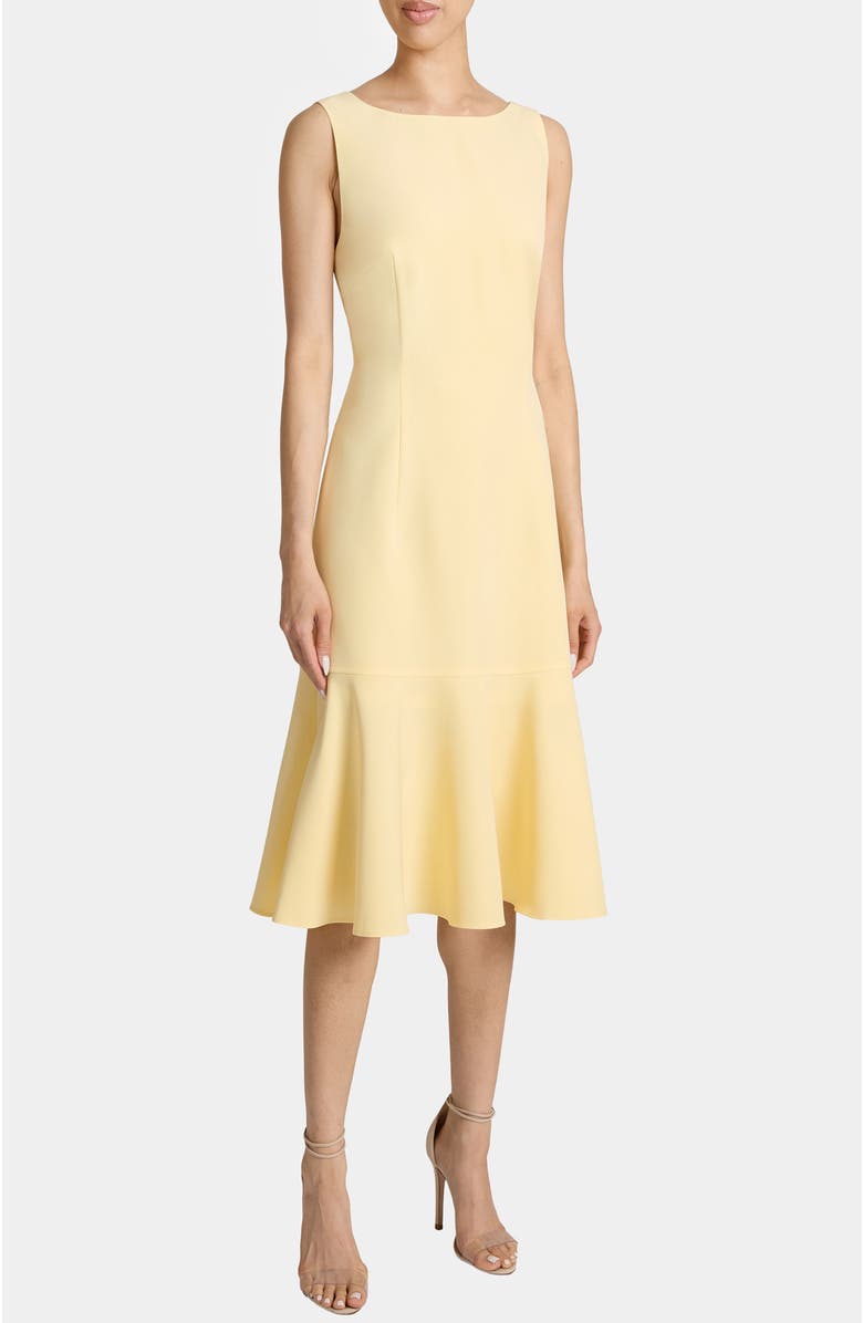 Santorelli MELISSA Sleeveless Dress with Flared Skirt Panel in Soft Stretch Crepe, Main, color, Chamomile
