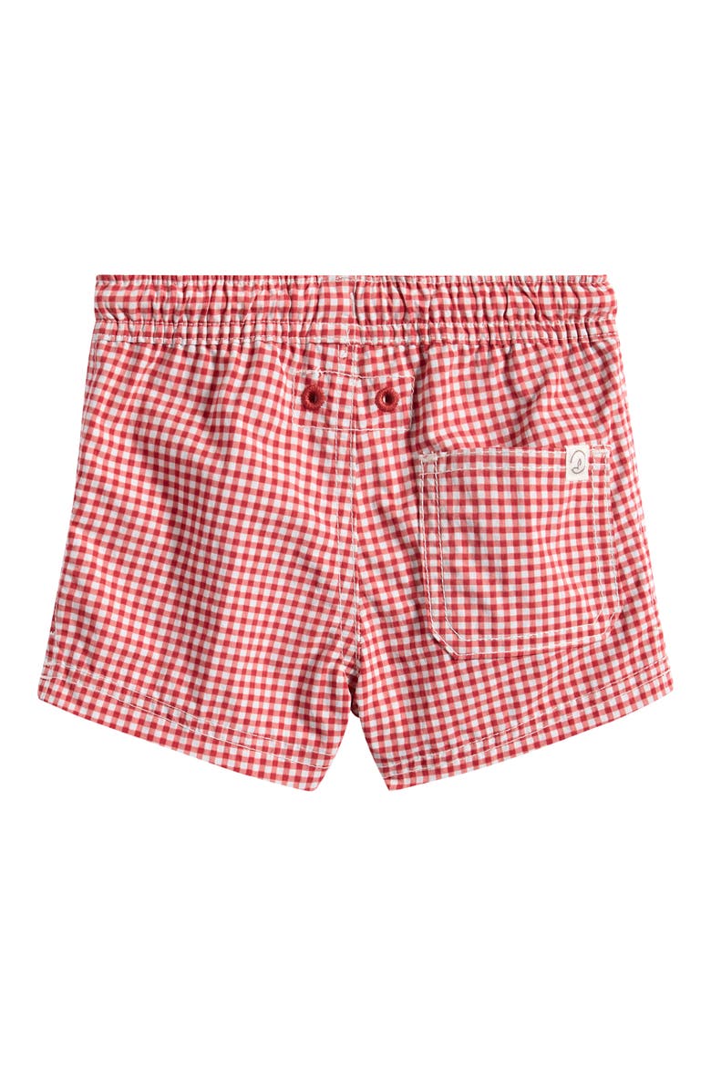 Gingham Print Swim Trunks, Alternate, color, RED GINGHAM