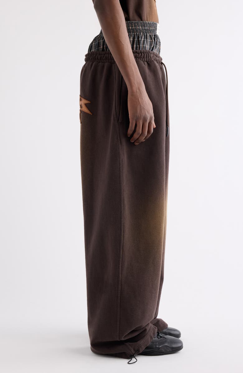 Acne Studios Prowser U Gym Bro Layered Logo Organic Cotton Sweatpants, Alternate, color, Dark Brown