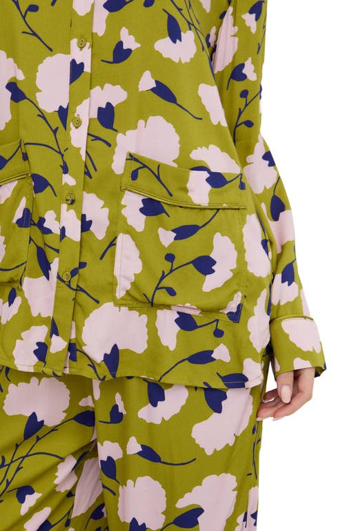 Lily And Lionel London Evie Long Sleeve Print Pajama Set In Green