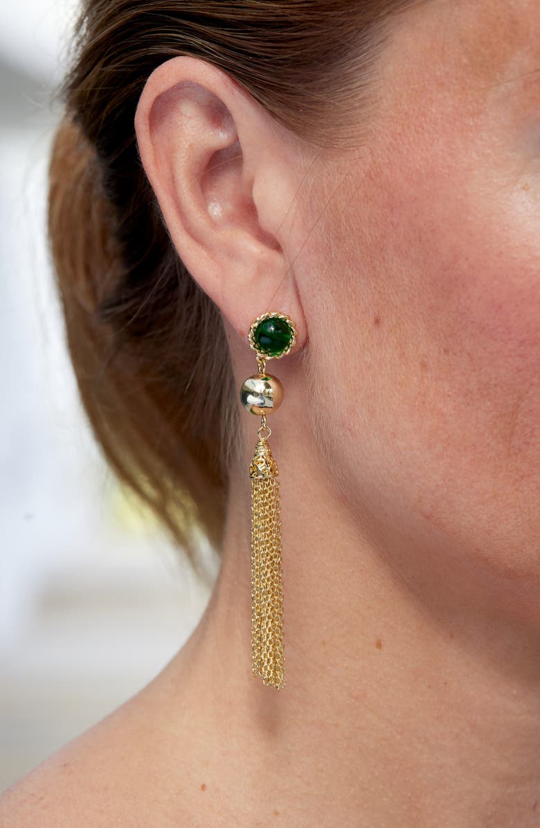 SAVVY CIE JEWELS Cubic Zirconia Drop Earrings, Alternate, color, Yellow