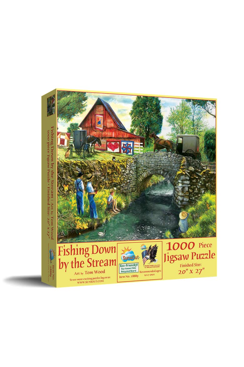 Fishing Down by the Stream 1000 piece Jigsaw Puzzle for Adults, Main, color, Multicolor