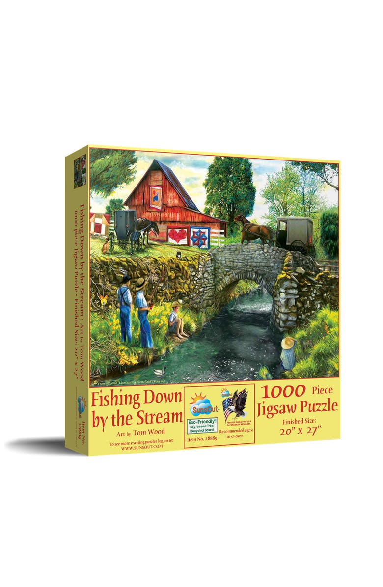 Sunsout Fishing Down by the Stream 1000 piece Jigsaw Puzzle for Adults, Main, color, Multicolor