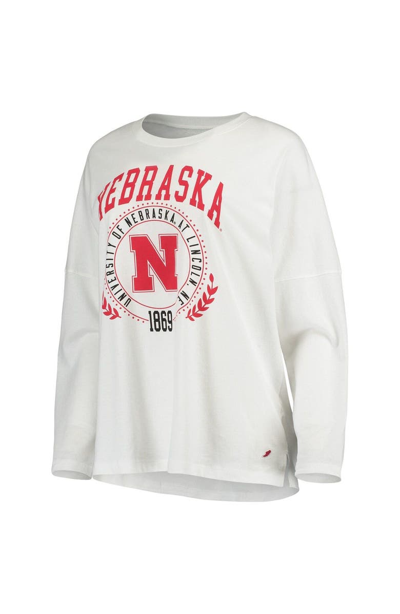 LEAGUE COLLEGIATE WEAR Women's League Collegiate Wear White Nebraska Huskers Clothesline Oversized Long Sleeve T-Shirt, Alternate, color,