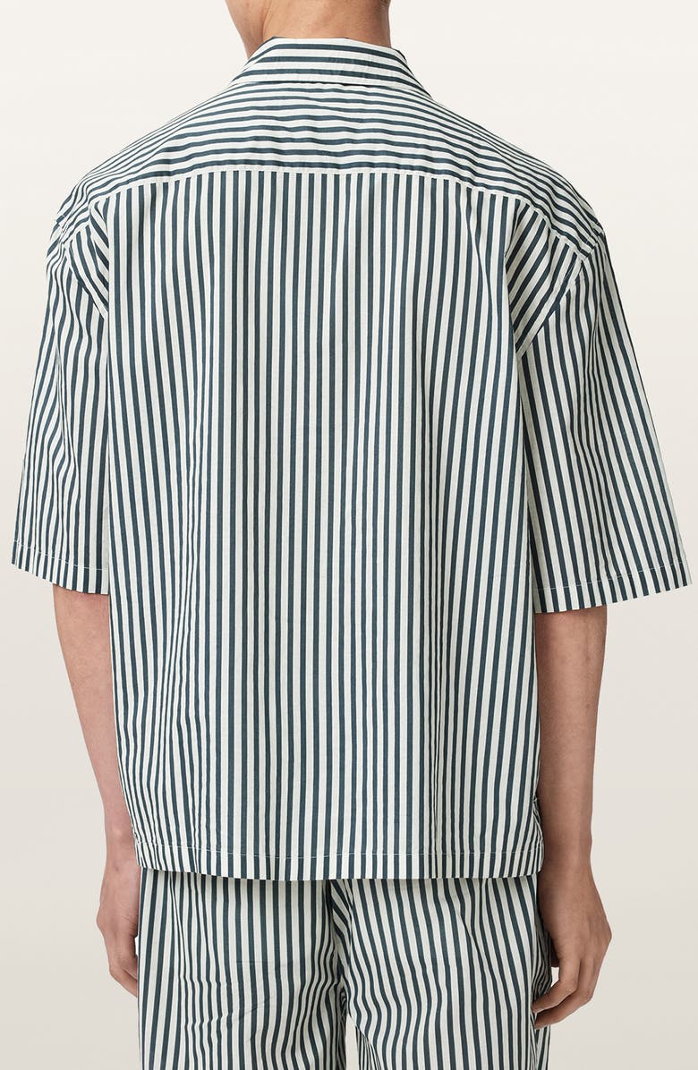 AllSaints Chopin Oversize Stripe Short Sleeve Cotton Button-Up Shirt, Alternate, color, 