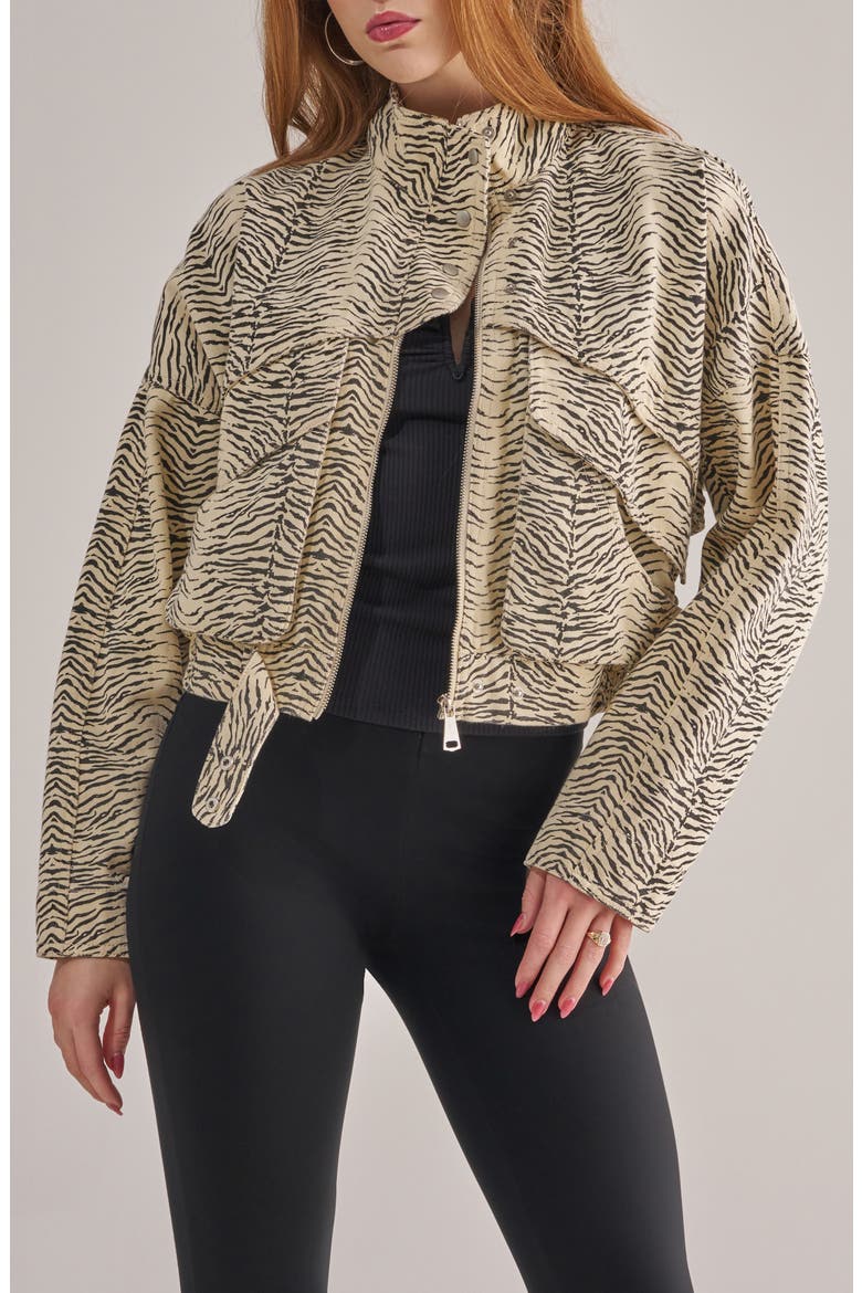 Ottoline Zebra Bomber Jacket, Alternate, color, WHITE BLACK
