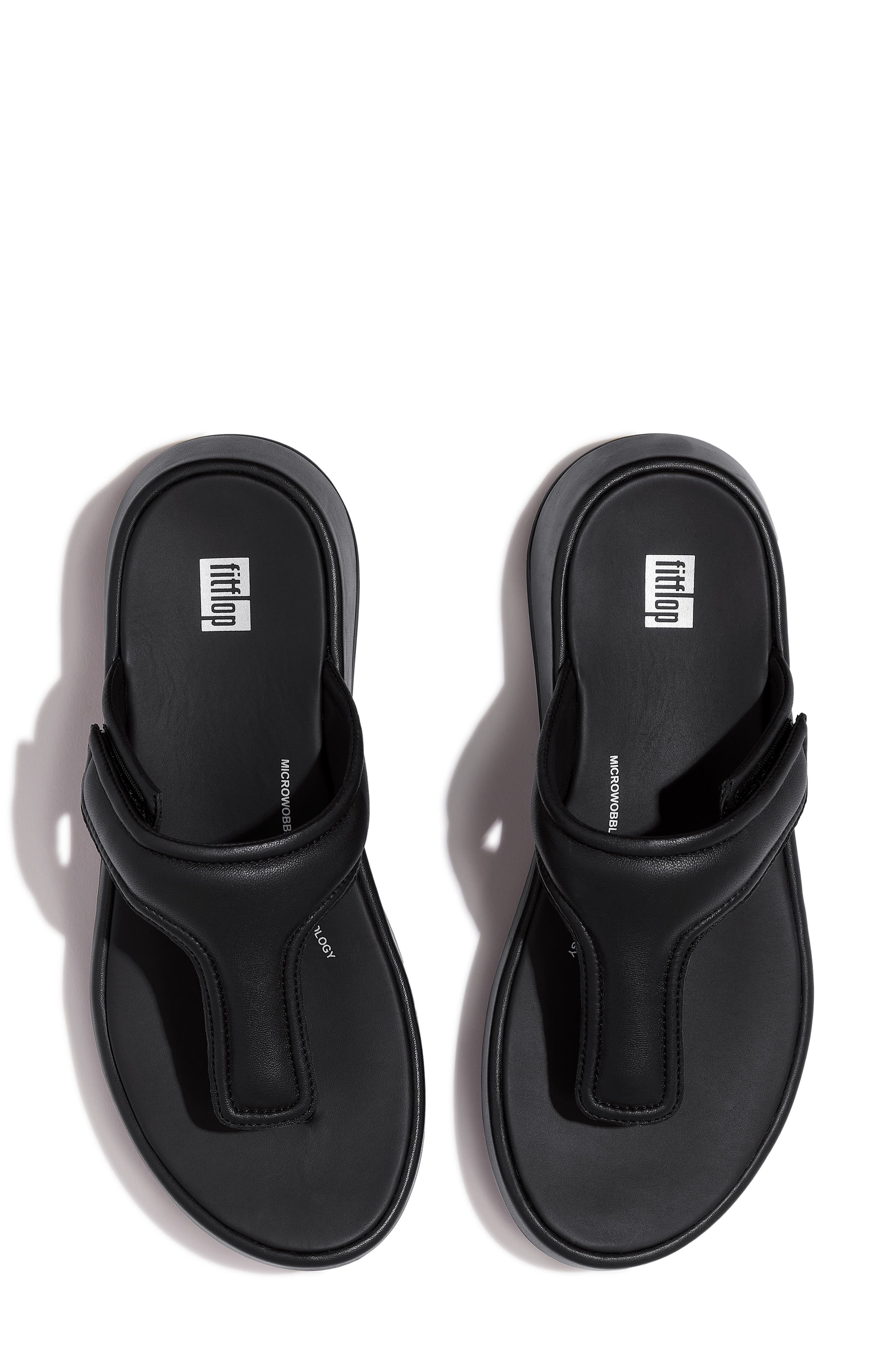 FitFlop Adjustable Padded Leather Thong Sandal, Alternate, color, Black