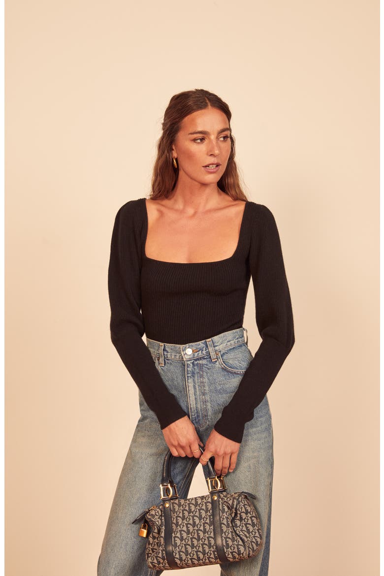 Piazza Cashmere Sweater, Alternate, color, BLACK