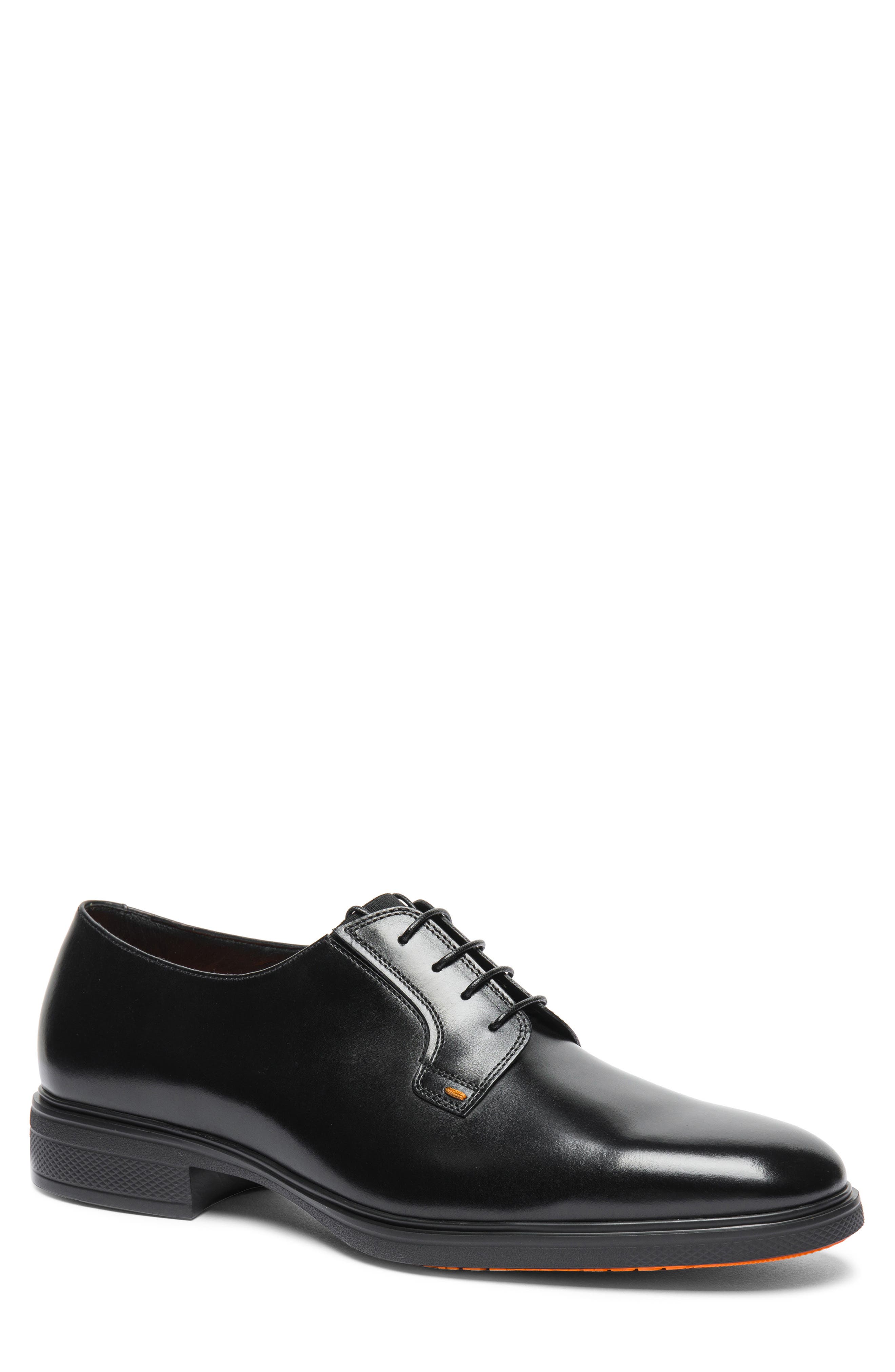 Santoni Easy Plain Toe Oxford, Main, color, Black