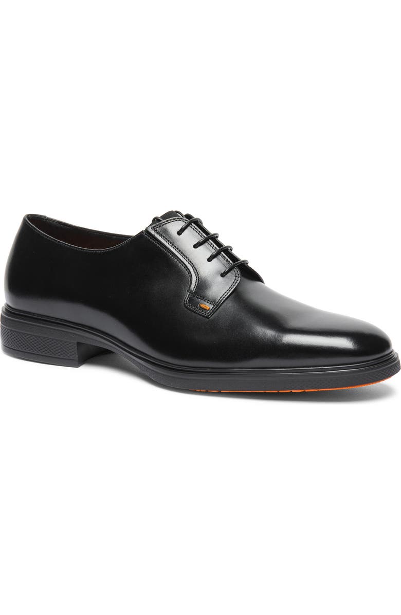 Santoni Easy Plain Toe Oxford, Main, color, Black