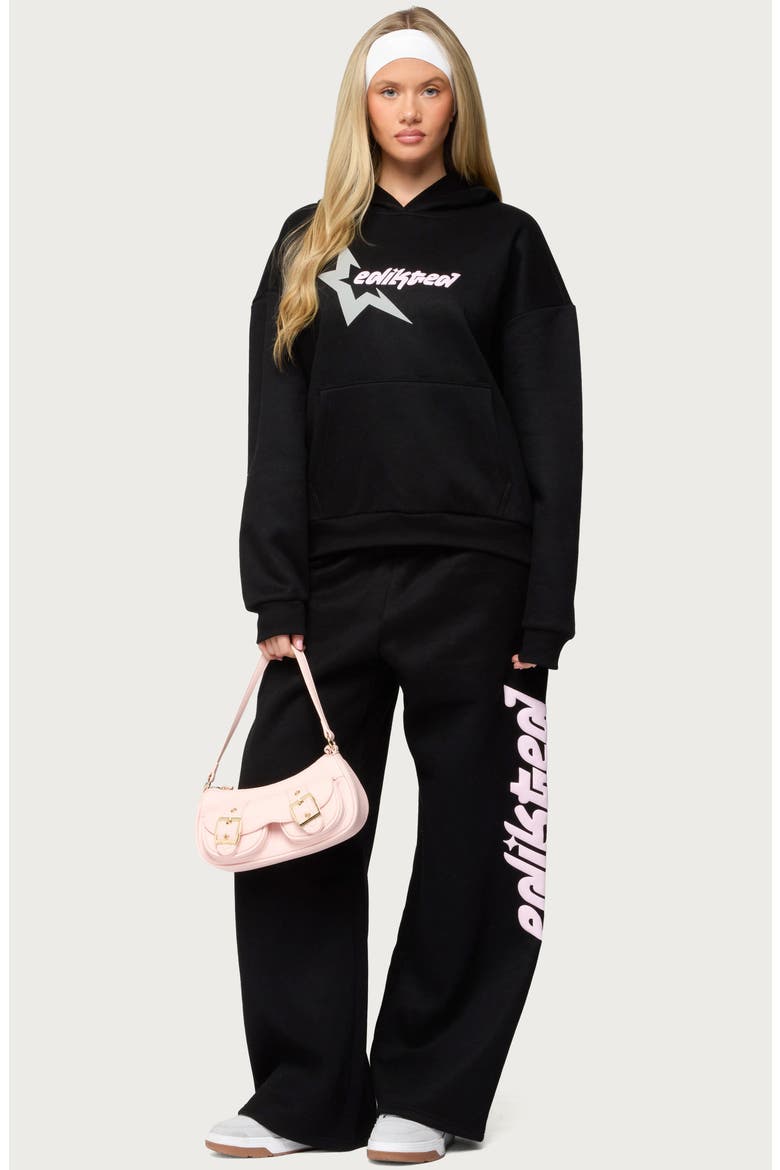 Logo Star Hoodie, Alternate, color, BLACK