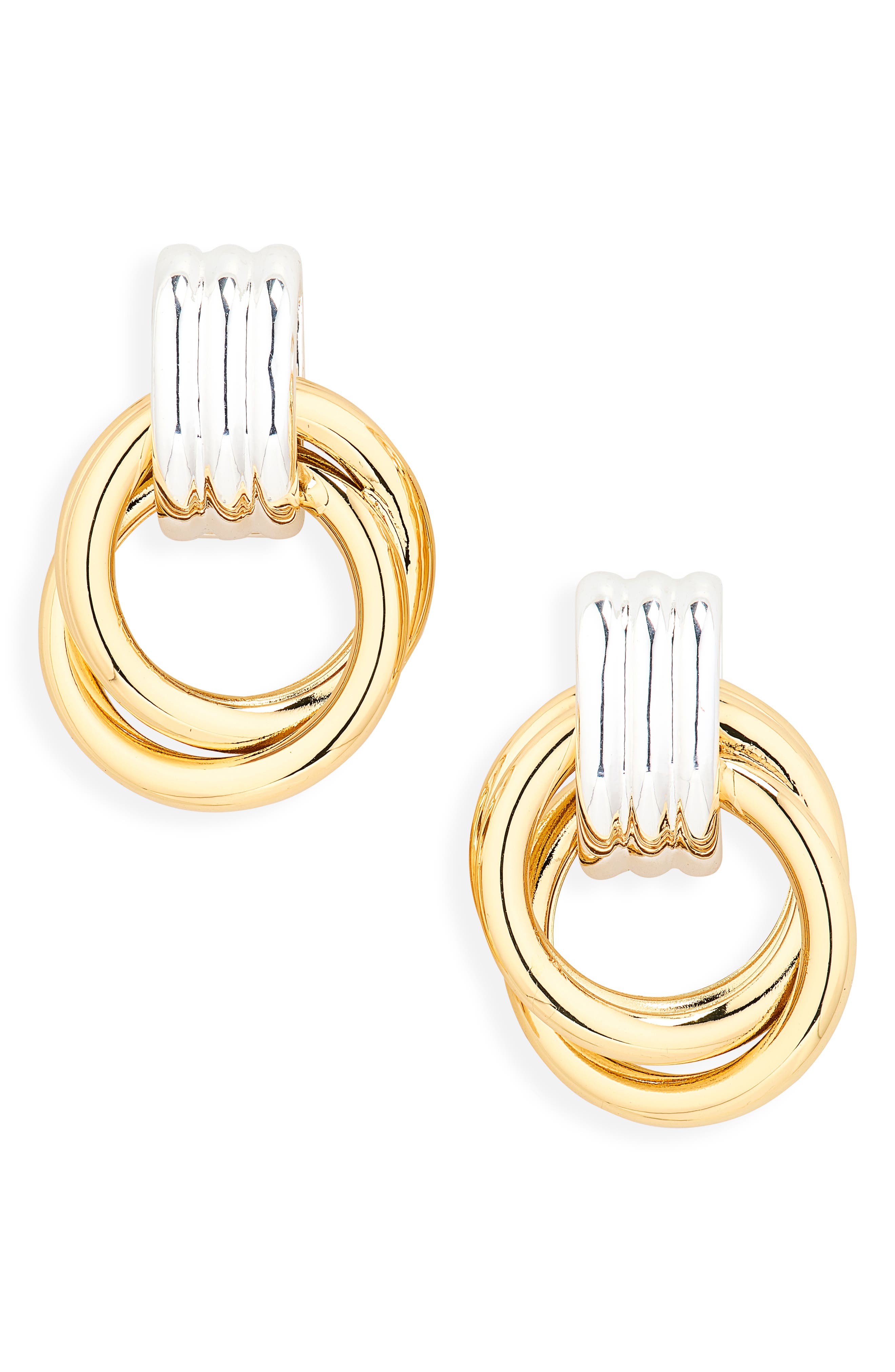 Demi-Fine Two-Tone Frontal Hoop Earrings