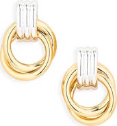 NORDSTROM RACK Demi-Fine Two-Tone Frontal Hoop Earrings