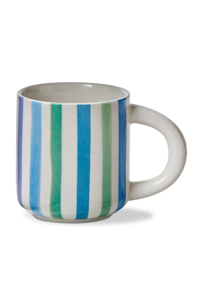 Watercolor Stripe Espresso Cup Multi Stoneware Everyday, Main, color, Blue