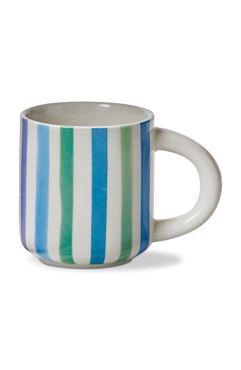 tag Watercolor Stripe Espresso Cup Multi Stoneware Everyday, Main, color, Blue
