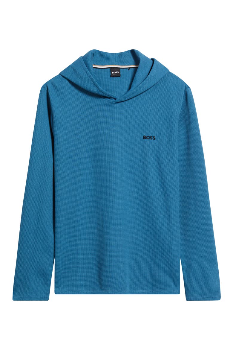 Waffle Knit Hooded Lounge T-Shirt, Alternate, color, OPEN BLUE