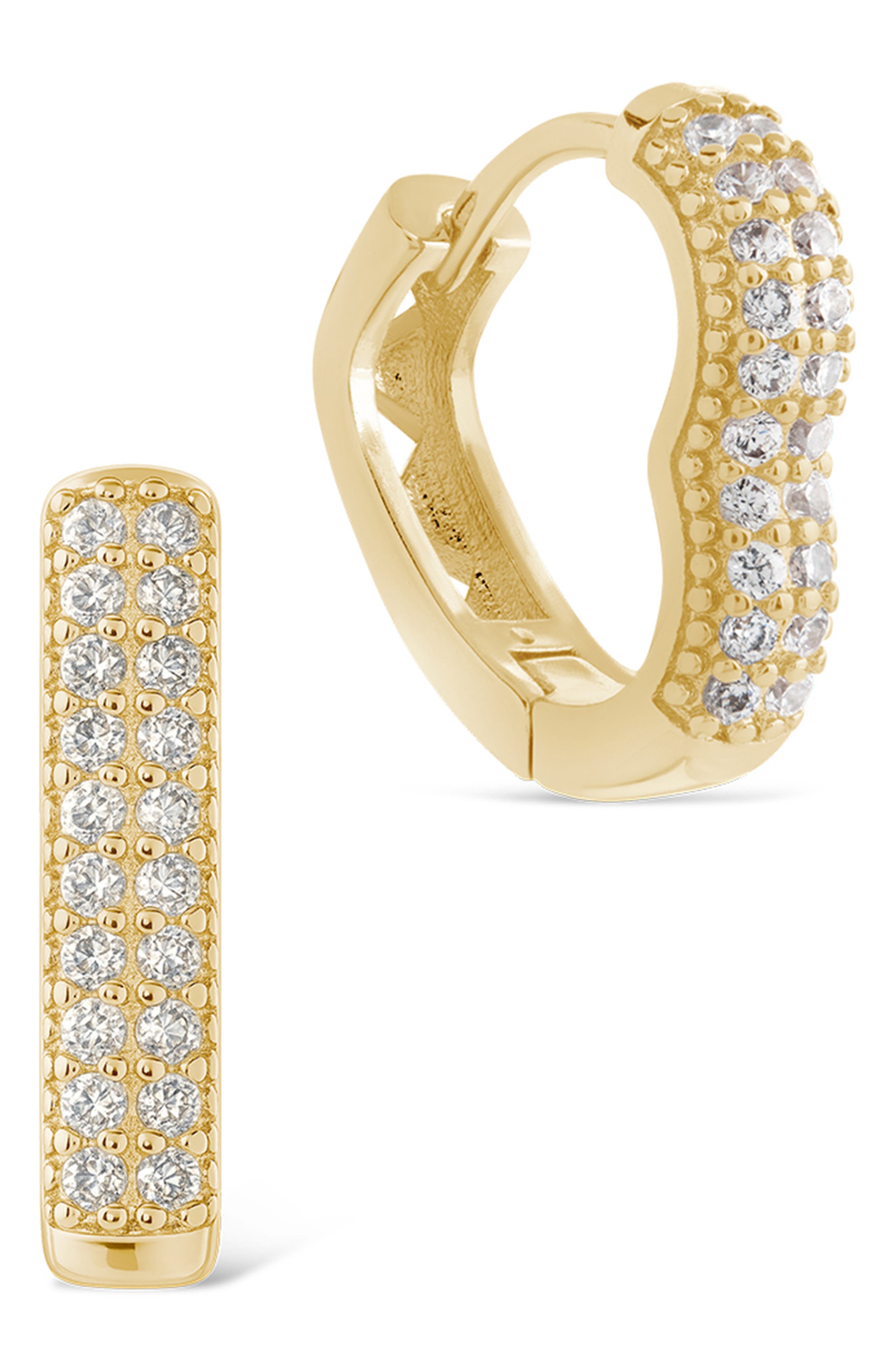 Pavé Cubic Zirconia Huggie Hoop Earrings