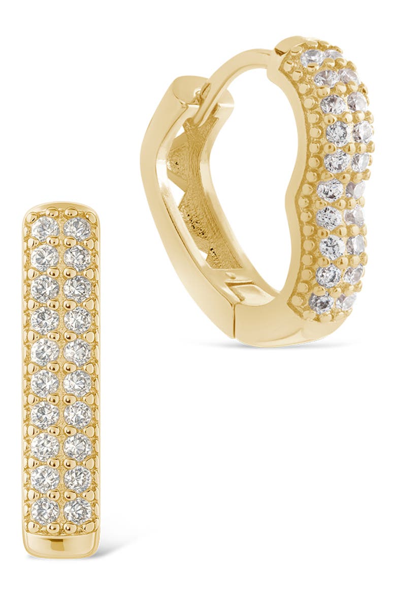 Pavé Cubic Zirconia Huggie Hoop Earrings, Main, color, GOLD