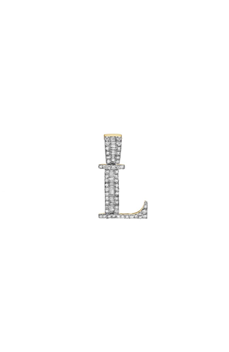 LuvMyJewelry L Initial Diamond Pendant 10K Yellow Gold - 0.52 Carats, Main, color, 
