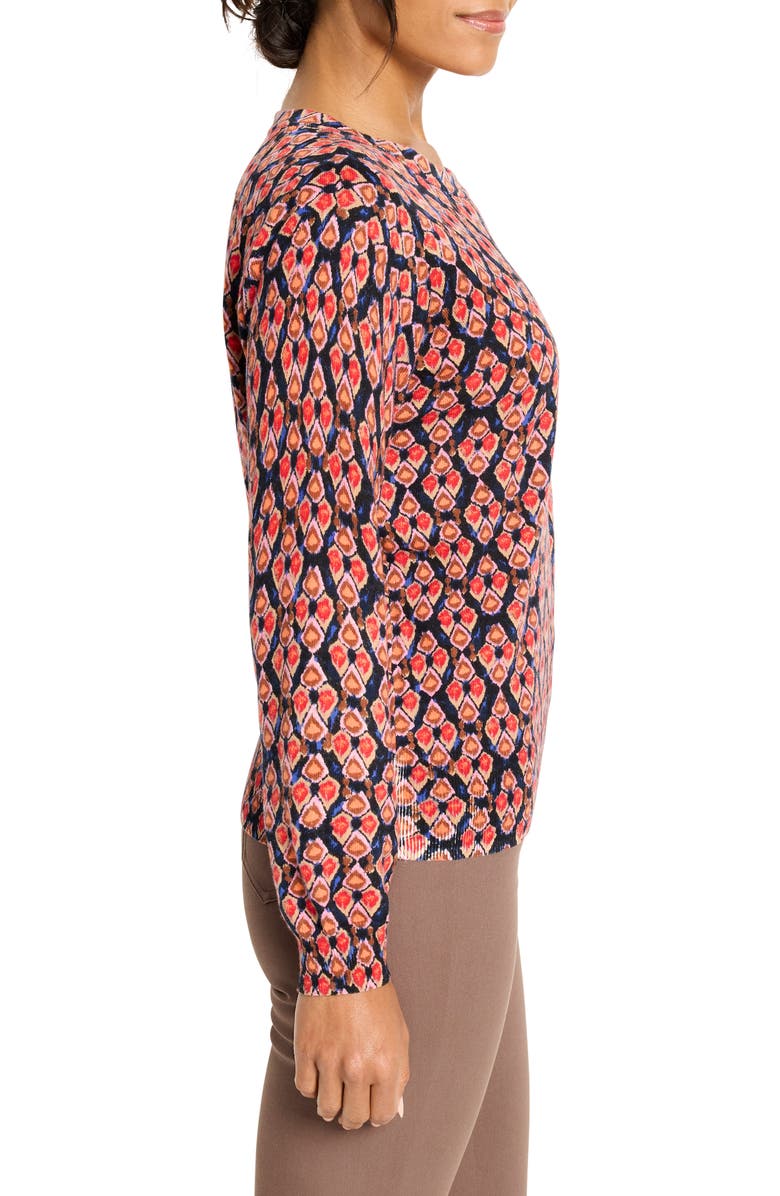 NIC+ZOE Harvest Ikat Pure Cotton Crewneck Sweater, Alternate, color, Red Multi