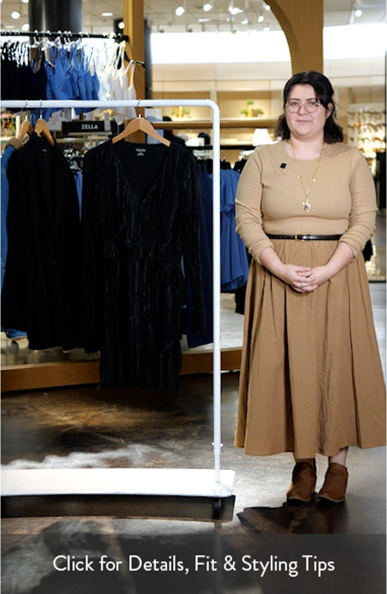 Macie Plissé Long Sleeve Faux Wrap Dress, sales video thumbnail