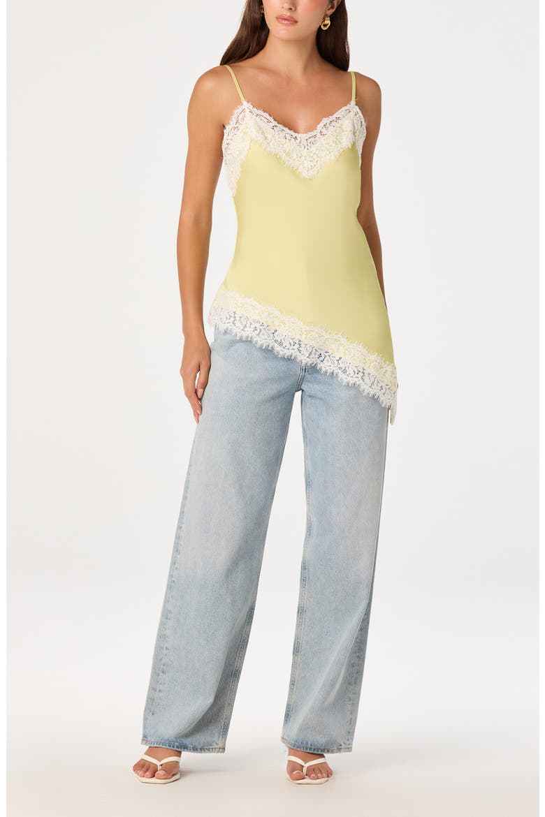 Analise Lace Trim Asymmetric Satin Camisole, Alternate, color, YELLOW