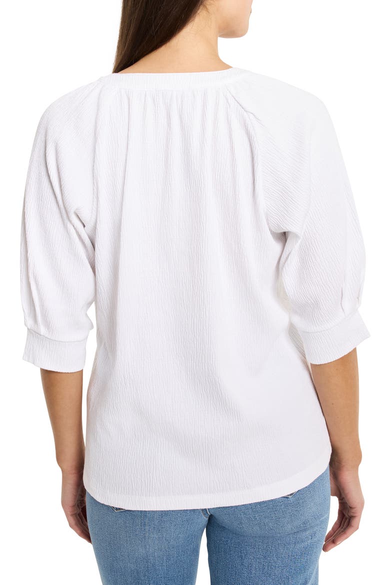 Elbow Sleeve Split Neck Top, Alternate, color, PAPER WHITE