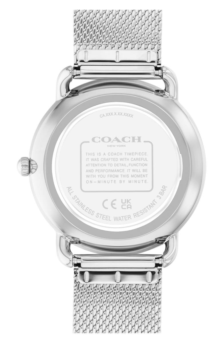 COACH Elliot Mesh Strap Watch, 36mm, Alternate, color, Silver