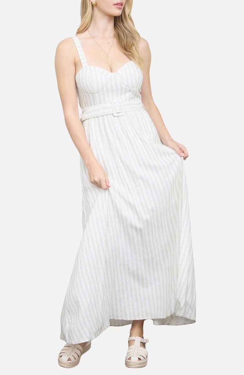 Blu Pepper Stripe Sleeveless Dress, Main, color, Light Olive