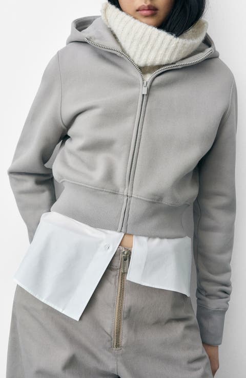 Grey Plaid Women's Zip Up Hoodie