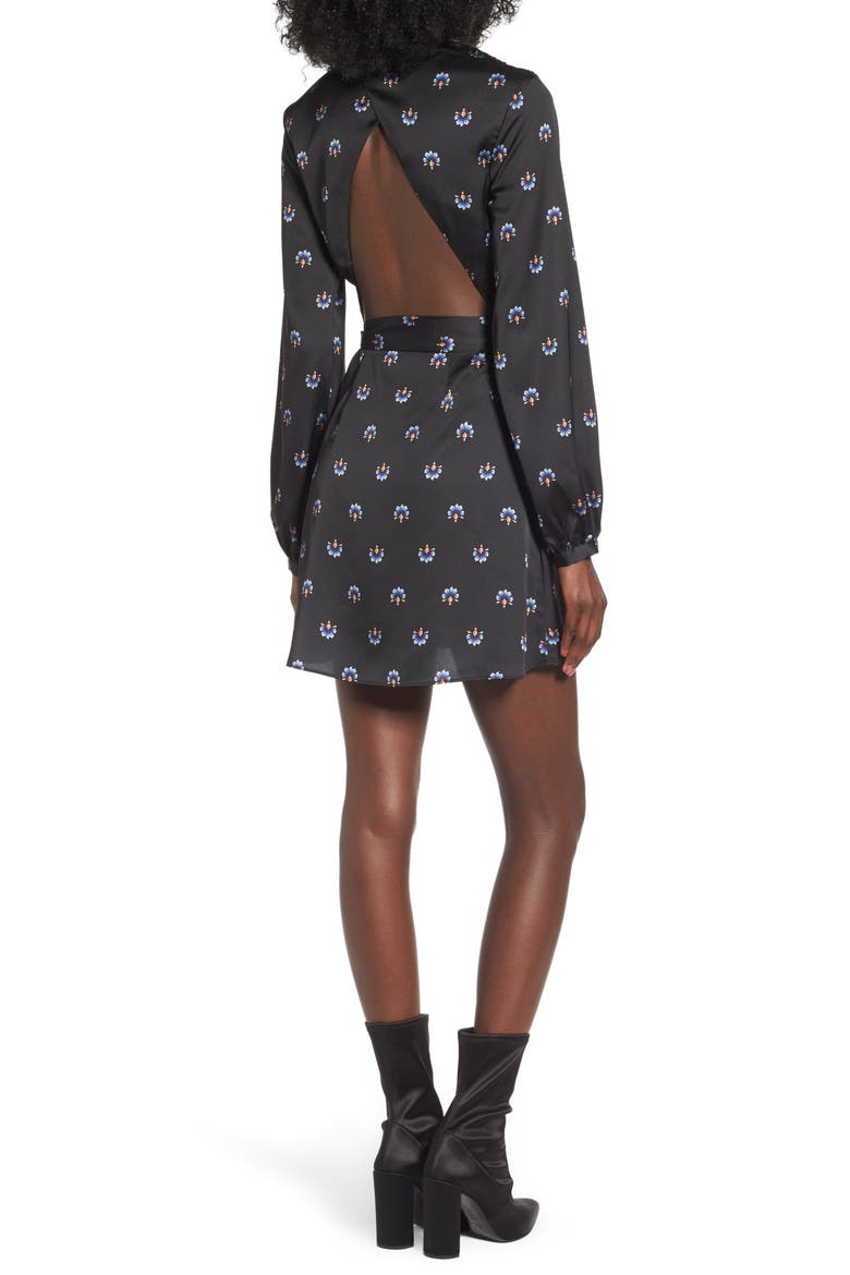 Piper Satin Open Back Dress, Alternate, color, FOULARD