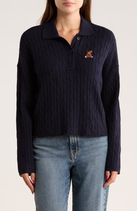 Embroidered Teddy Polo Sweater