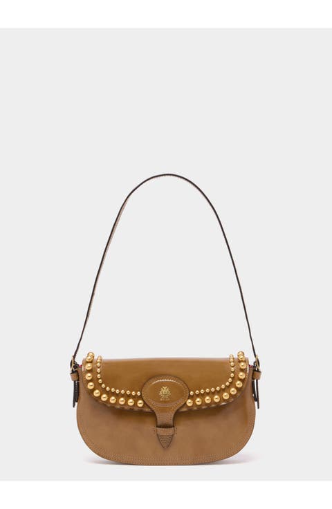 Beckett Small Shoulder Bag in Brushed Leather With Studs