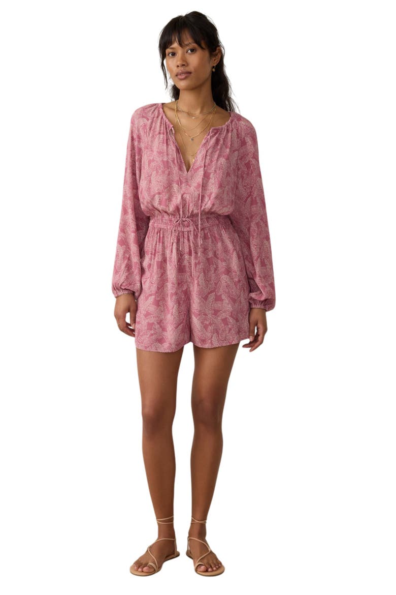 Kai Long Sleeve Romper, Alternate, color, DUSTY ROSE BANANA LEAF