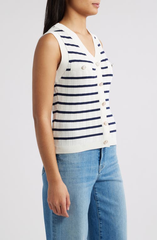 Zoe And Claire Stripe Variegated Rib Sleeveless Sweater