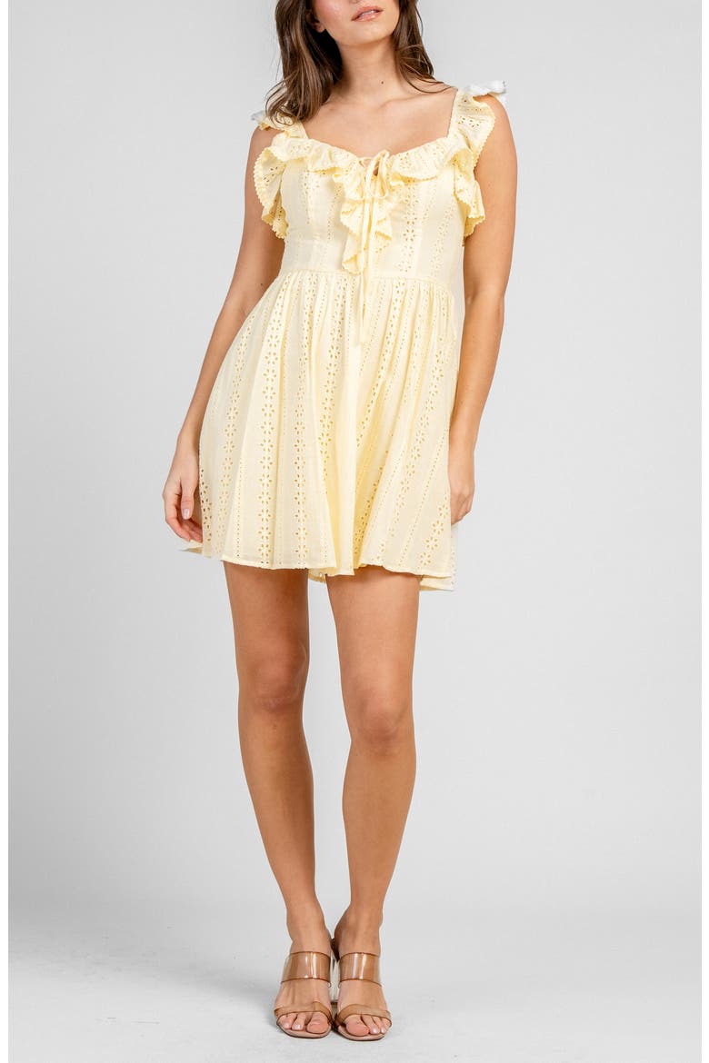 Eyelet Lawn Short Dress, Main, color, YELLOW